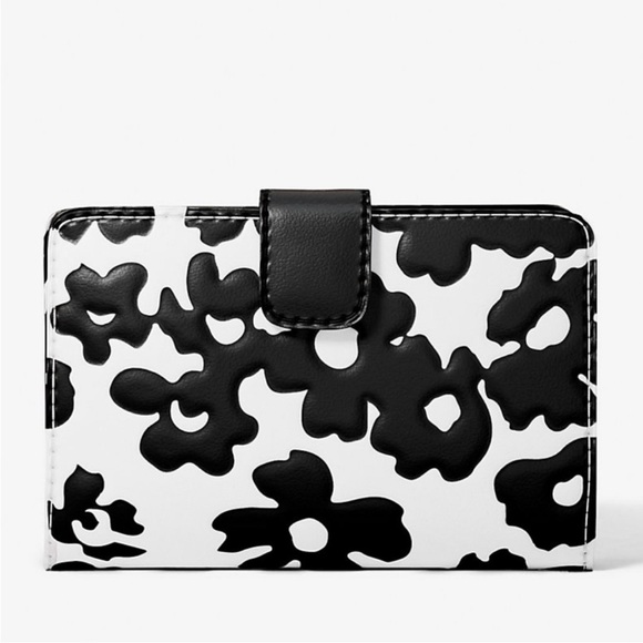 Michael Kors Jet Set Medium Floral Print BiFold Wallet Black Multi - Picture 3 of 9